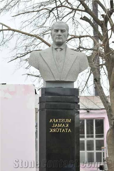 Mustafa Kemal Ataturk Sculpture and Bust, White Marble Sculptures