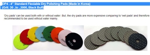 Dp4 - 4" Standard Flexiable Dry Polishing Pads (Made in Korea) (Grit: 30 ..To ..3000, Black Buff)