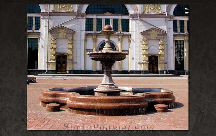 City Fountain Design with Red Kalguvaara Granite