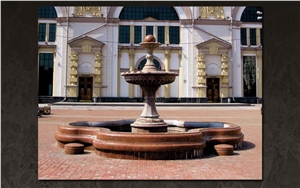 City Fountain Design with Red Kalguvaara Granite
