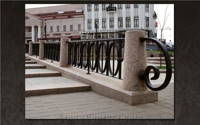 Red Letnerechensky Granite Banisters Steps Pier Caps From