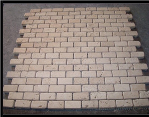 Classic Travertine Tumbled Brick Mosaic Tiles