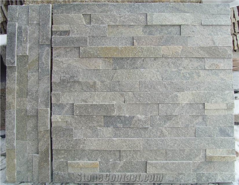 Grey Cultured Stone Wall Panel,Quartzite Ledgestone Wall Tiles, Wall Cladding Veneers