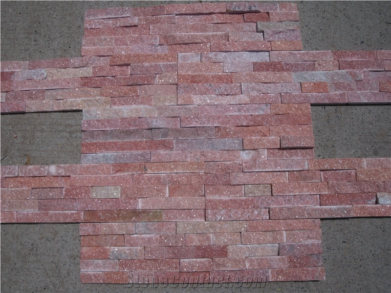 Pink Quartzite Cultured Stone Wall Tile,China Ledgestone Wall Panel,Wall Cladding Veneers