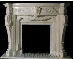 Beige Marble Fireplace Mantel