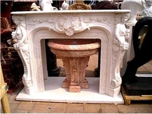 Beige Marble Fireplace
