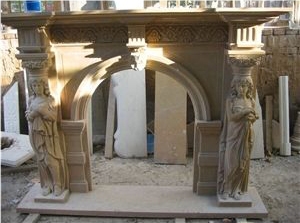 Beige Marble Fireplace