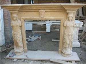 Beige Marble Fireplace