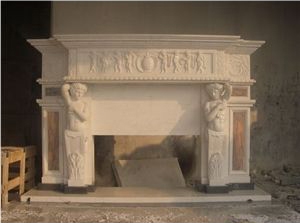 Beige Marble Fireplace