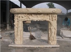 Beige Marble Fireplace