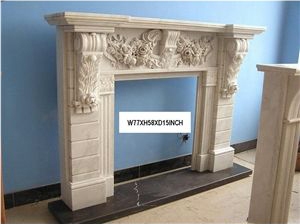 Beige Marble Fireplace