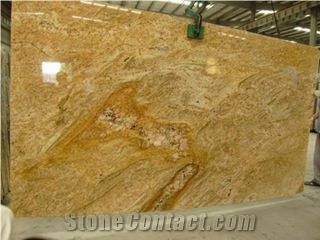 Golden King Granite 3cm Polished Slabs, Brazil Yellow Granite Slabs