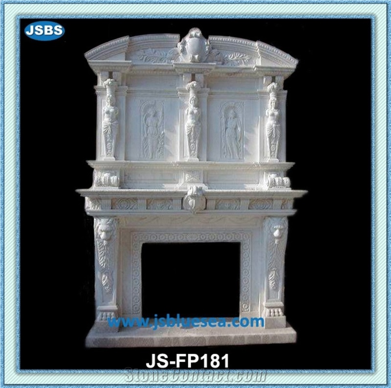 Carved Natural Indoor Marble Fireplace