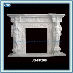 Carved Natural Indoor Marble Fireplace