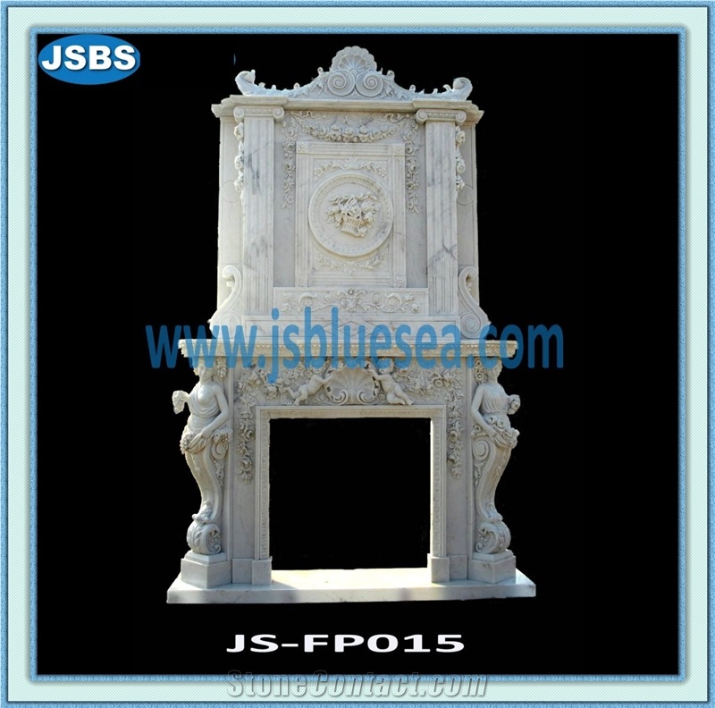 Cheap Antique Marble Fireplace Frame, Natural Beige Marble Fireplaces