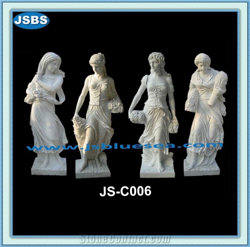 Cheap Garden Four Seasons Marble Statues, Natural White Marble Statues