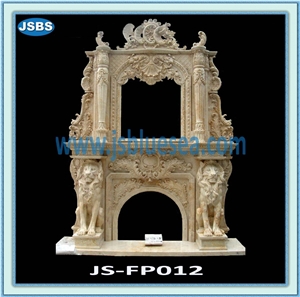 Cheap Natural Marble Fireplace, Beige Marble Fireplaces