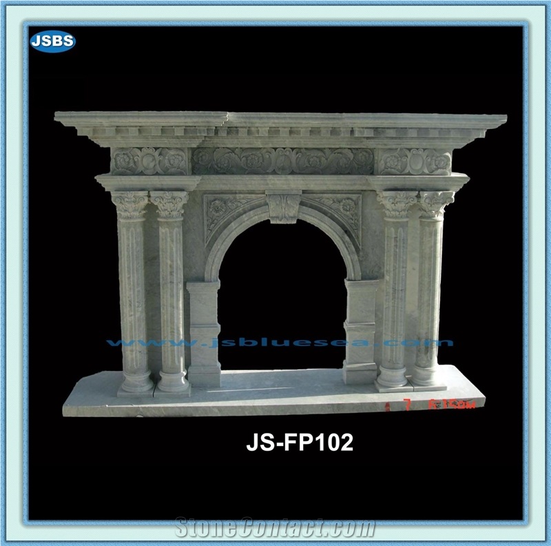 Cheap Natural Marble Fireplace, Beige Marble Fireplaces
