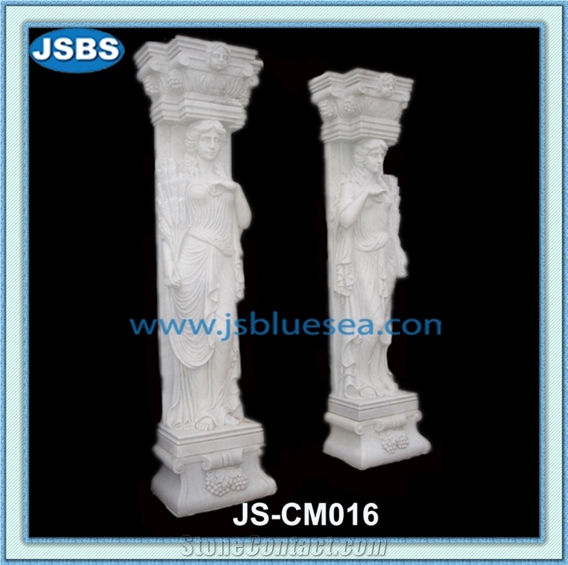 Cheap Natural White Round Stone Columns