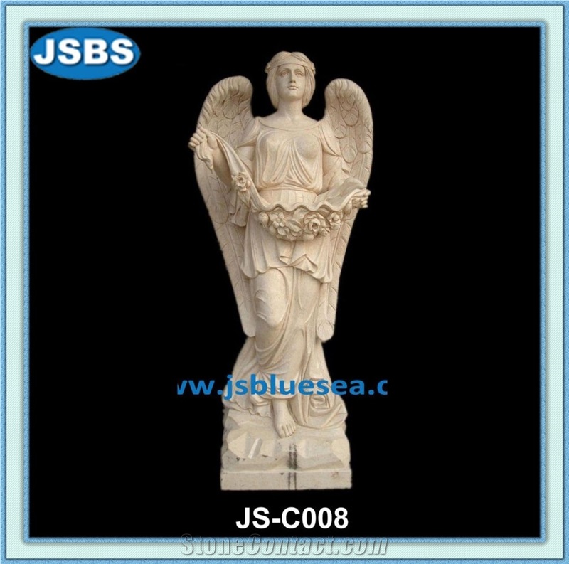 Design Natural White Angel Marble Statue