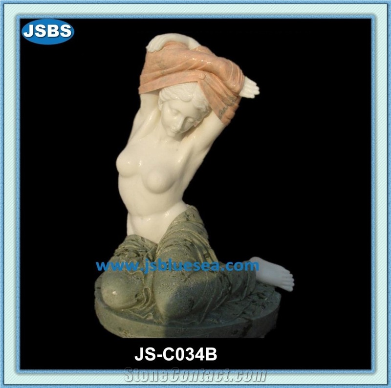 Hand Carved Natural Stone Woman Statue, Natural Marble Statues