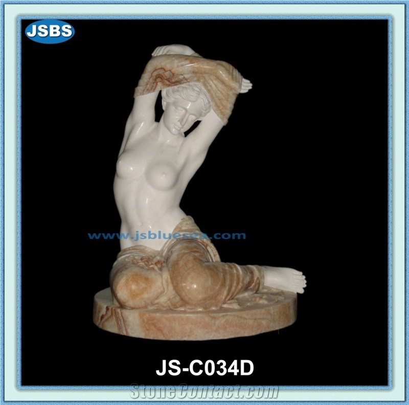 Hand Carved Natural Stone Woman Statue, Natural Marble Statues