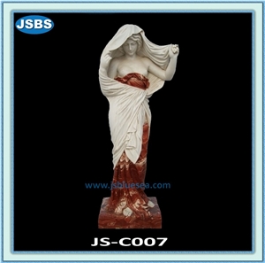 Hand Carved Nude Women Stone Statue, Natural Marble Statues