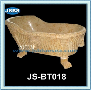 Hand Carved Stone Marble Bathtub, Natural Yellow Marble Bathtubs