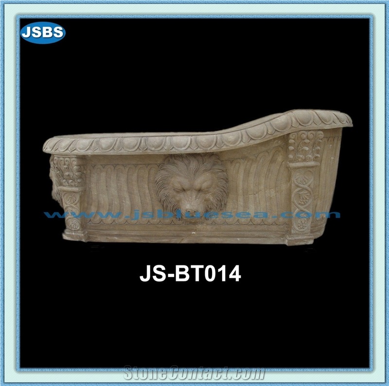 Hand Carved Stone Marble Bathtub, Natural Yellow Marble Bathtubs