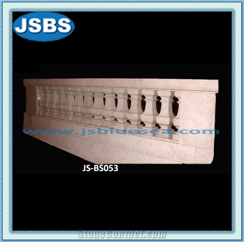 Hand Carved White Marble Balcony Balustrade, Natural White Marble Balustrade & Railings