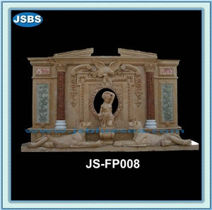 Luxury Marble Fireplace Mantel, Natural Beige Marble Fireplace Mantel