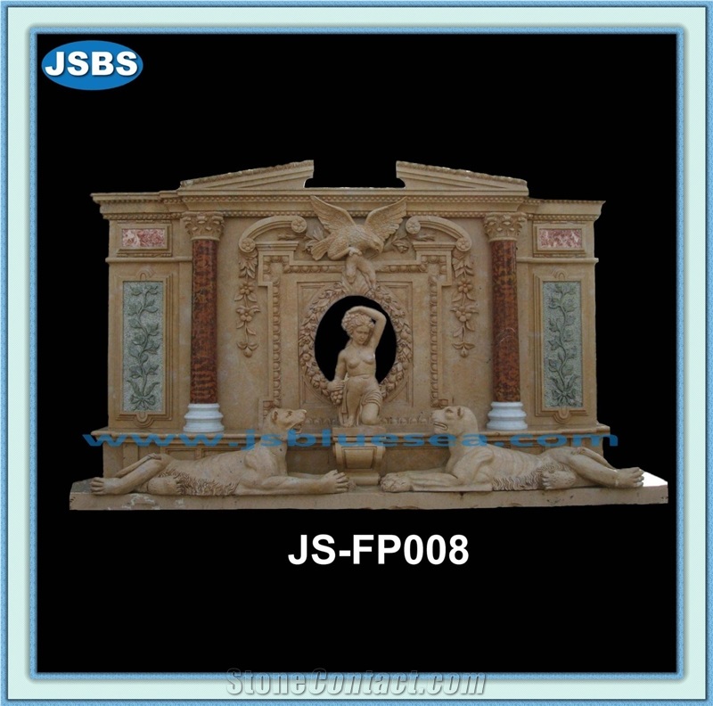 Luxury Marble Fireplace Mantel Natural Beige Marble Fireplace