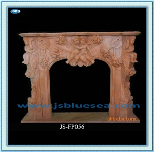 Luxury Marble Fireplace Mantel, Natural Beige Marble Fireplace Mantel