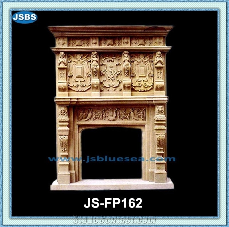 Luxury Marble Fireplace Mantel Natural Beige Marble Fireplace