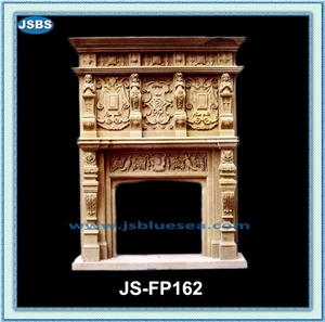 Luxury Marble Fireplace Mantel, Natural Beige Marble Fireplace Mantel