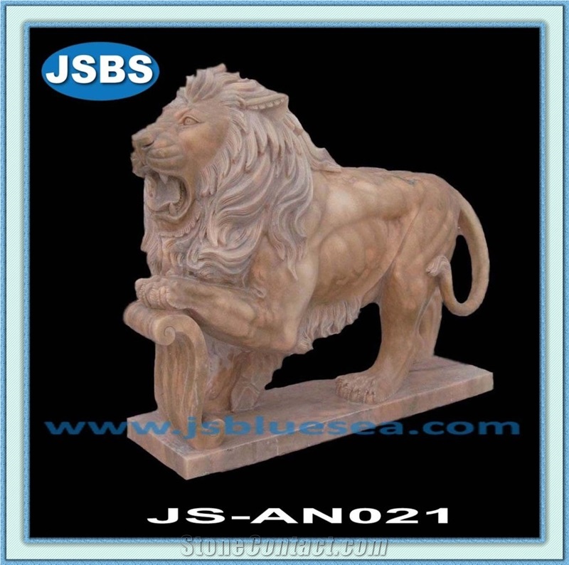 Natural Stone Marble Lion Sculpture
