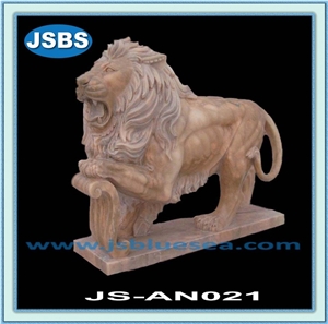 Natural Stone Marble Lion Sculpture