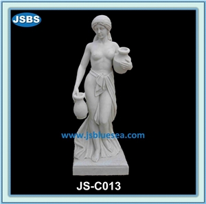 Natural White Nude Women Stone Statue, White Marble Statues
