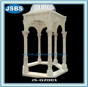 Outdoor Garden Stone Gazebo, Natural White Marble Gazebo