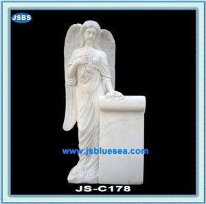 White Marble Tombstone Statue, Natural White Marble Monument & Tombstone