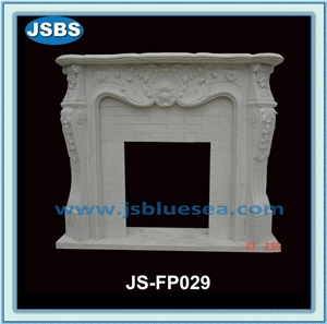 White Stone Fireplace Mantel, Natural White Marble Fireplace Mantel