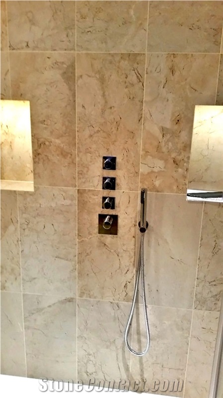 Beige Marble Bathroom Vanity, Floor and Wall, Design