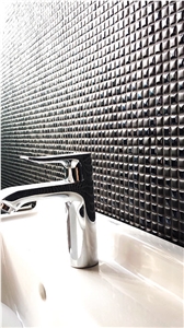 Glass Mosaic Floor and Wall Tiling, Black Glass Mosaic
