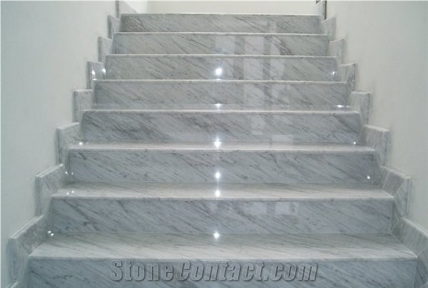 Bianco Venato Marble Stairs, Bianco Venato Carpano Marble Steps