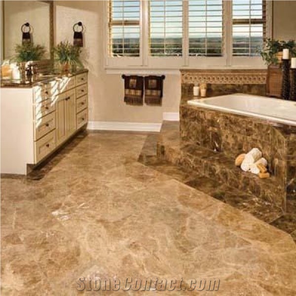 Emperador Dark Marble Polished Bath Floor Tiles, Dark Emperador Brown Marble Bath Design
