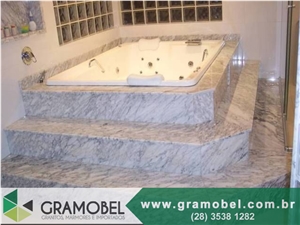 White Arabesque Marble Bath Tub Deck