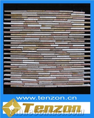 Light Emperador Bamboo Type Marble Mosaic Tile, China Brown Marble