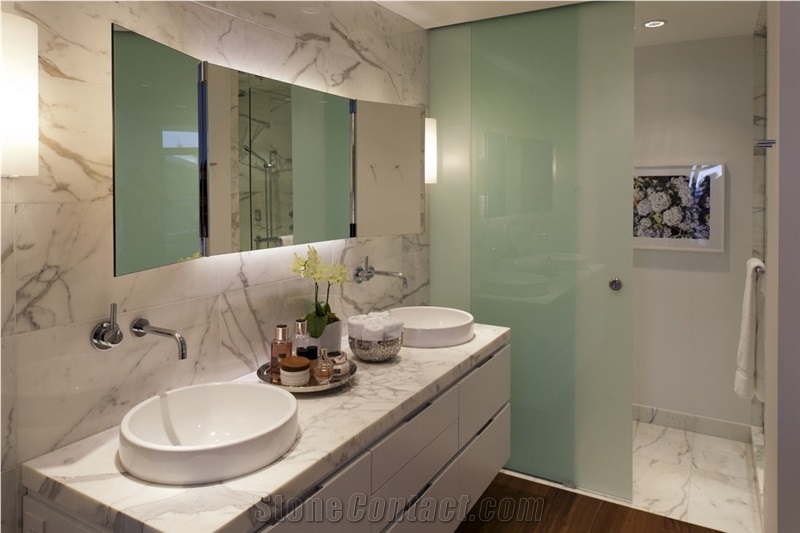 Arabescato Vagli Marble Bathroom Top, Wall Covering