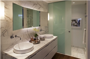 Arabescato Vagli Marble Bathroom Top, Wall Covering