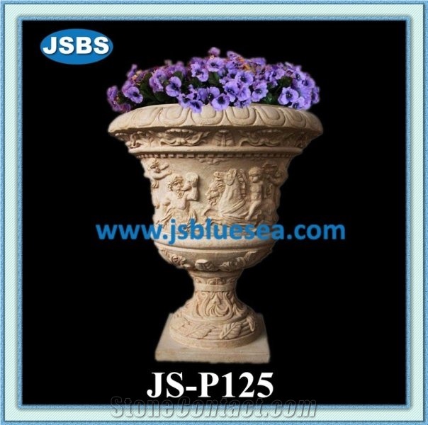 Beautiful Stone Flowerpot, Natural Marble Pots